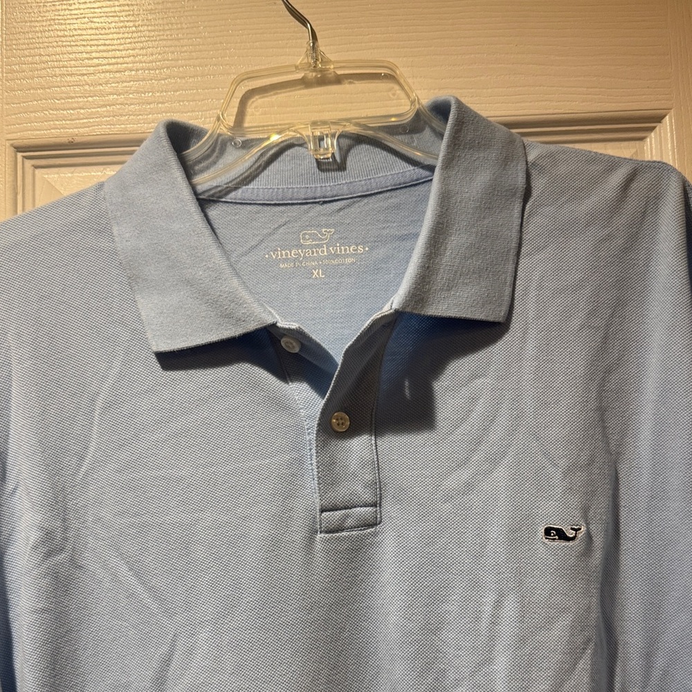 Vineyard Vines Men's Pale Blue Polo with Whale Logo